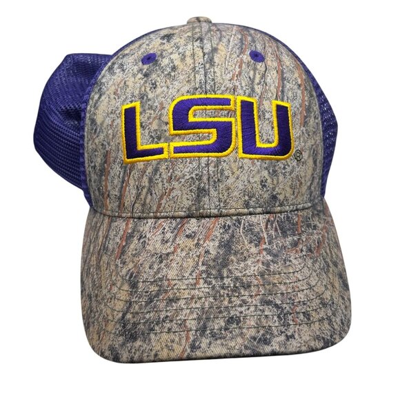 LSU Camouflage Adjustable Trucker Hat With Mesh Back - Picture 1 of 5
